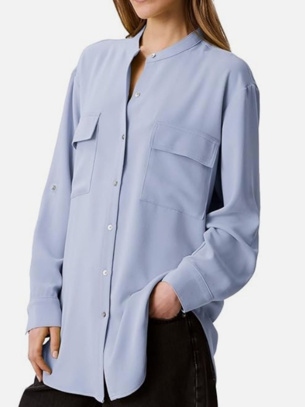 Calvin Klein Zen Blue Women's Button-Front Shirt Small ❤️